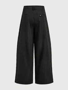 SWAVVY Pantalones largos de pierna ancha para hombre, primavera/verano - Negro - Ver 4