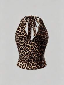 INAWLY Top halter ajustado con pliegues para mujer de talla grande estilo Y2K - Multicolor - Ver 5