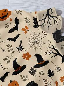 Mellowie Halloween Pumpkin & Bat Print Plus Size Casual V-Neck Ruffle Blouse, Suitable For Summer And Party - Multicolor - View 4