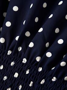 SHEIN MOD Women's Polka Dot Pattern Waist Gathered Sleeveless Blouse And Long Pants Casual 2 Pieces Set - Navy Blue - View 10