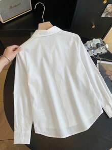 GlowEve Fall Clothes FOR WomenWomen's Lace Patchwork 2 In 1 Blouse - Black and White - View 2