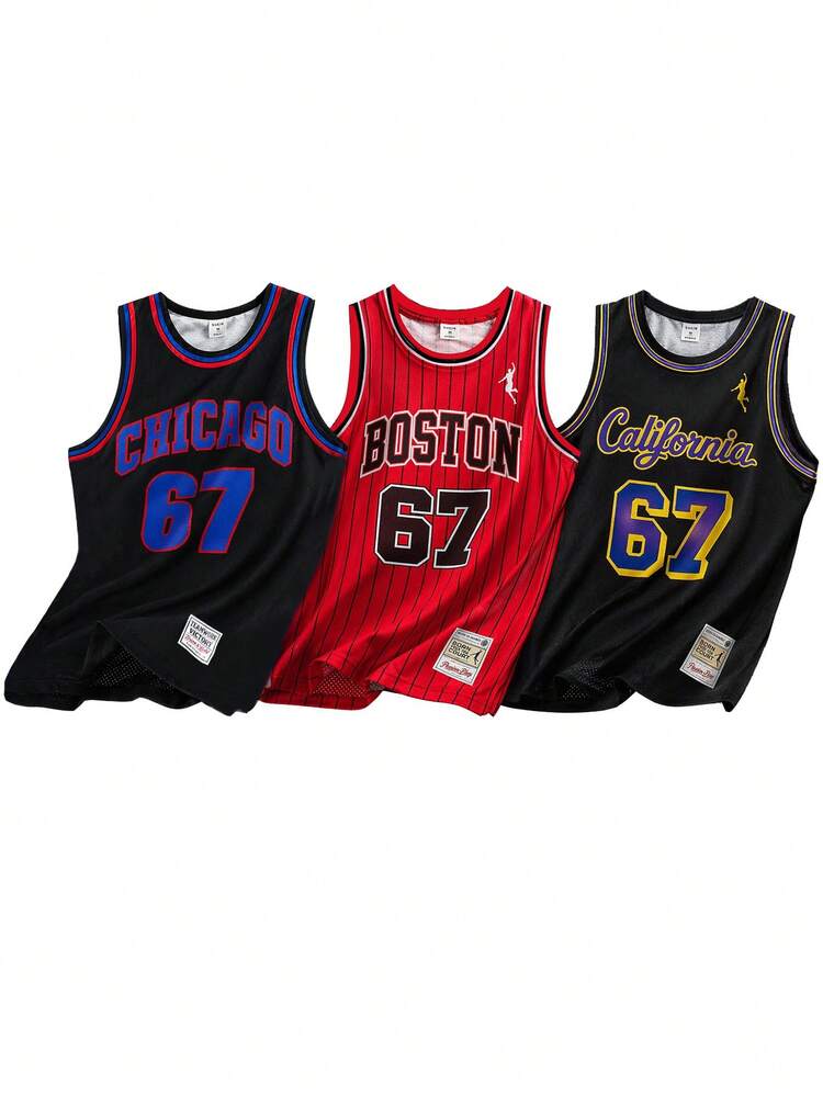 SHEIN Bộ 3 món cho bé trai tuổi teen, áo tank top không tay kiểu dáng tối giản, thích hợp cho mùa hè. - Nhiều màu - Xem 6