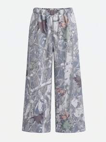 Tween Girl Knit Light Gray Loose Casual Versatile Drawstring Pocket Wide Leg Sweatpants - Multicolor - View 6