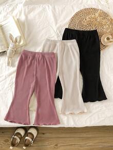 SHEIN Playful Pals 3pcs/Set Baby Girls Solid Color Long Pants, Simple & Fashionable, Suitable For Outings, Spring/Autumn, Comfortable & - Multicolor - View 2