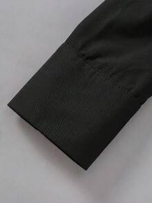 SHEIN LUNE 黑色 2 合 1 襯衫連身衣，領口長袖 V 領拼接修身連身衣，適合夜晚外出、辦公室、秋季性感穿搭 - 黑色 - 查看 6