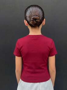 DAZY Round Neck Pullover Fitted Basic Sleeveless Tank Top For Girls (Large) - Burgundy - View 3