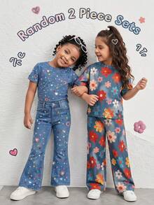 SHEIN 女童夏季親子套裝休閒字母印花兩件套 - 彩色 - 查看 5