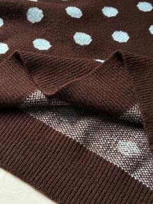 Rustia Plus Size Women's Polka Dot Asymmetric Shoulder Casual Daily Long Sleeve Sweater Fall - Multicolor - View 8