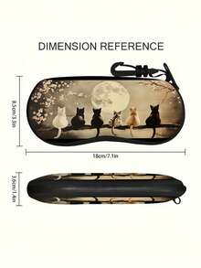 1PC Hard Shell Multi Moon Cat Print Glasses Case Portable Protective Eyeglass Sunglass Storage Box For Women Christmas Birthday Gift Travel Daily Must Haves - Multicolor - View 4