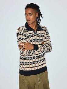Modcrash Sweater Pullover Pria Kasual Longgar dengan Motif Abstrak dan Blok Warna Bergaya Vintage, Serbaguna untuk Beraktivitas Sehari-hari, Musim Gugur/Dingin, Atasan Lengan Panjang - Hitam - View 4