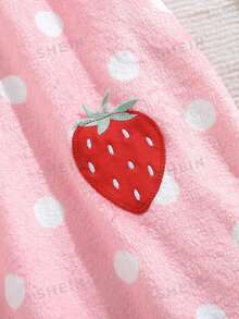 Cozy Pixies Newborn Hooded Short Sleeve Polka Dot Loose Strawberry Pattern Swimsuit - Multicolor - View 4