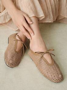Styleloop Señoras, Uñas de Sauce, Hebillas, Zapatos Planos. - Camel - Ver 2