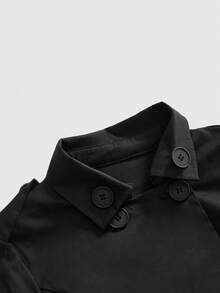 ROMWE Goth Knight Slim Fit A-Line Big Button Design Women's Shirt - Black - View 3