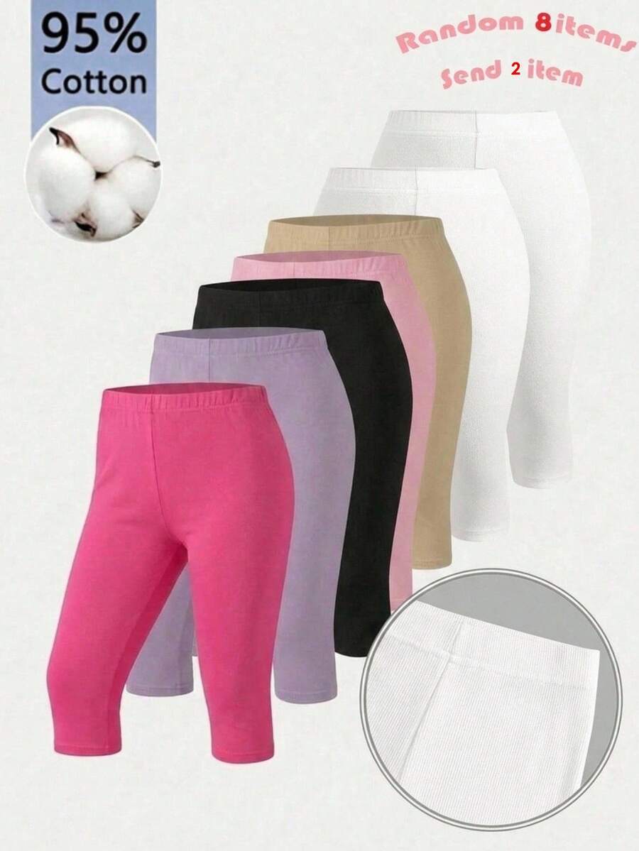 SHEIN 2件組青少年女孩緊身褲 - 白色 - 查看 1