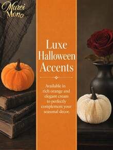 Muroi Mono 3/6/10pcs Velvet Flocked Artificial Pumpkin Decoration, Realistic Fake Pumpkin Model Prop, Fall Harvest Decorative Ornament, Ideal For Halloween Party Home Table Shelf Tiered Tray Display - multicolor - View 8