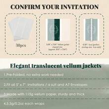 30 50 100Pcs Semi Transparent Pre Folded Vellum Envelopes 5X7 Inch For Wedding Birthday Valentine Day Home Decor School Stationery Gift - A - View 7
