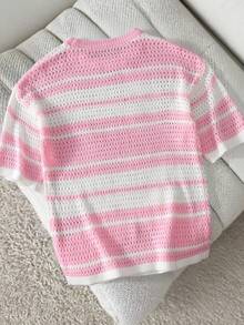 Manfinity LEGND Men's Plus Size Colorblock Striped Knit Top - Baby Pink - View 2