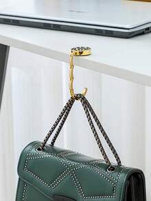 1pc Solid Round Metal Foldable Tabletop Bag Hook For Women Purse Hanger Desk Mount Space Saving Home Office Daily Use Functional Convenient Practical Household Supplies Must Have - View 3