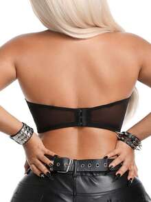 AltBold 1pc Plus Size Lace Strapless Bra - Black - View 2