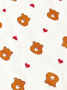 SHEIN X Care Bears 1件裝印花舒適嬰兒推車坐墊，適合男孩與女孩 - 棕色愛心熊 - 查看 6