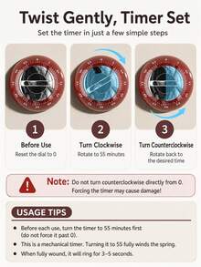 1 Timer Mekanik Magnetik Dapur Tanpa Baterai, Alarm Keras untuk Memasak, Kelas, Belajar, Rumah, Alat Dapur Wajib Dimiliki - MultiWarna - View 6