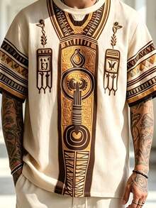 Manfinity Dauomo 大尺碼男士拼色休閒日常穿搭T恤 - 彩色 - 查看 3