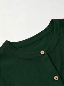 Linhara CURVE Plus Size Woven Casual Office-Style Autumn Shirt Fall - Dark Green - View 5