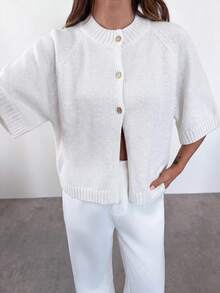 Firerie Women's Autumn Casual Versatile Solid Color Cardigan - White - View 1
