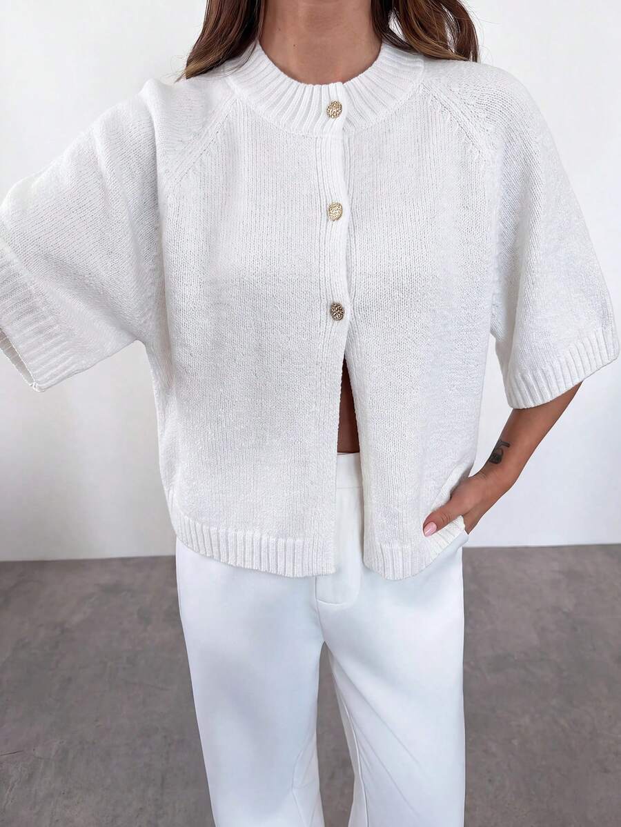 Firerie Women's Autumn Casual Versatile Solid Color Cardigan - White - View 1