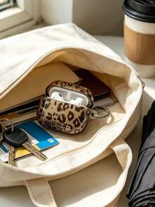 Semi-Transparent Coffee Brown Leopard Print Pro 3/2/1 & 4/3/2 Case With Keychain Loop, Protective Film Reminder, On-The-Go Stylish Accessory - Coffee Brown - View 8