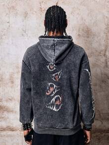 Skyrend Men Graphic Pullover Sweatshirt, Distressed Wash Slim Fit Pullover Sweatshirt For Autumn Winter Fall/Autumn/Winter Grunge - Black - View 3