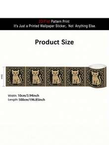 1PC PVC Self Adhesive Waterproof Removable Wallpaper Border Baseboard Trim Peel And Stick 2D Flat Gold Cat Animal Pattern Wall Mural Sticker For Kitchen Bathroom Living Room Bedroom Dining Room Party Holiday Decoration Home Decor Wall Art - multicolor - View 8