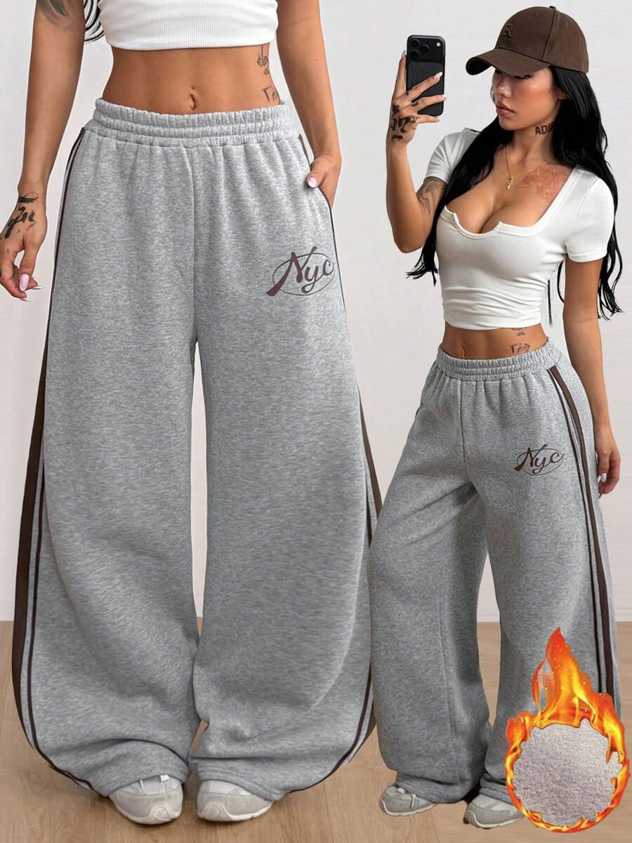Coolane Women's Fall Streetwear Fashion Casual Vintage Corduroy Textured Long Pants - Grey - View 1