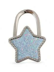 Zazumi 1pc Glitter Butterfly Star Table Bag Hanger, Polished Silver‑Tone Metal Foldable Handbag Hook, Decorative Desktop Bag Holder , Portable Table Edge Accessory Hook ,Apartment Friendly Kitchen, Travel; Great Gift For Spring Or Mother's Day. - Multicolor - View 11