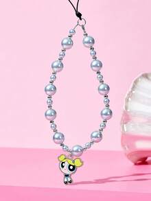 THE POWERPUFF GIRLS X SHEIN 時尚可愛卡通狗壓克力手工串珠手機鍊 手機掛繩 手機吊飾 - 彩色 - 查看 1