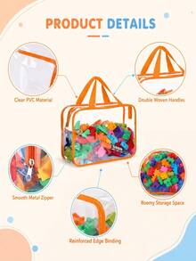 1PC Oversized/Large Children's Diaper Storage Bag Toy Storage Bag, Reusable Transparent PVC Diaper Board Game Storage, Travel Waterproof Storage Bag W - Multicolor - View 5
