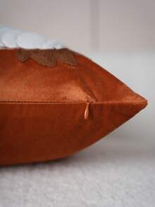 Cirelle 1pc/2pcs Fall Harvest Faux Rabbit Fur White Pumpkin Throw Pillow Covers, Multi‑Pumpkin & Maple Leaf Embroidery Applique Square Cushion Cases, Vintage Rustic Farmhouse Thanksgiving Decor For Sofa Bedroom Couch, Pillow Insert Not Included - White velvet size pumpkin caramel color - View 6