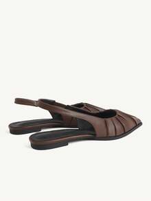CUCCOO CHICEST Korean Gentle Style Coffee Brown Versatile Commuter Sandals Women, Niche Design Wrinkled Pointed Back Strap, Comfortable Flat-Bottomed Closed Toe Single - Coffee Brown - View 10