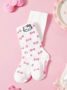 HELLO KITTY AND FRIENDS | SHEIN 1 Buah Celana Ketat Bayi Perempuan Motif Pink, Legging Anak-Anak, Legging Lucu untuk Musim Semi dan Gugur - Red and White - View 3