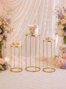 1件裝優雅金色壓克力金屬框架花瓶底座 婚禮派對裝飾中心飾品 多功能免電池免用電桌面裝飾禮品 - 彩色 - 查看 2