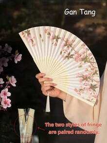 1 件复古折扇，流苏手持竹扇，海棠扇，竹扇，画扇，折叠手持扇，婚礼手持扇，派对手持扇，装饰扇，优雅休闲风格，母亲节礼物，生日礼物， - 彩色 - 查看 9
