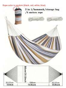 3-In-1 Hammock: A Durable And Portable Hammock Made From Comfortable Fabric. Comes With A Travel Bag And Ropes, Perfect For Garden Camping, Indoor/Outdoor Terraces, Balconies, Backyards, Beaches, And Parks. - multicolor - View 4