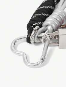 Viva Strut A Fashionable Sweet And Cool Street Red Star Mirror Love Key Metal Lock Letter Braided Rope Keychain Bag Pendant - Black - View 4