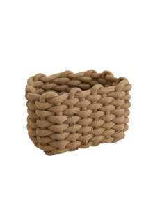 1pc Handmade Cotton Rope Storage Basket - Fabric Organizer Box For Desk, Cosmetics, Jewelry, Home Decor, Multi-Use Bin For Bedroom, Bathroom - View 6