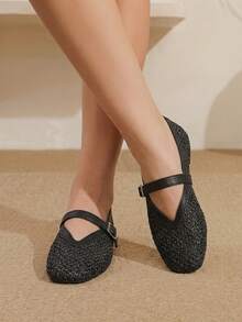 Styleloop Señoras, Uñas de Sauce, Hebillas, Zapatos Planos. - Negro - Ver 4