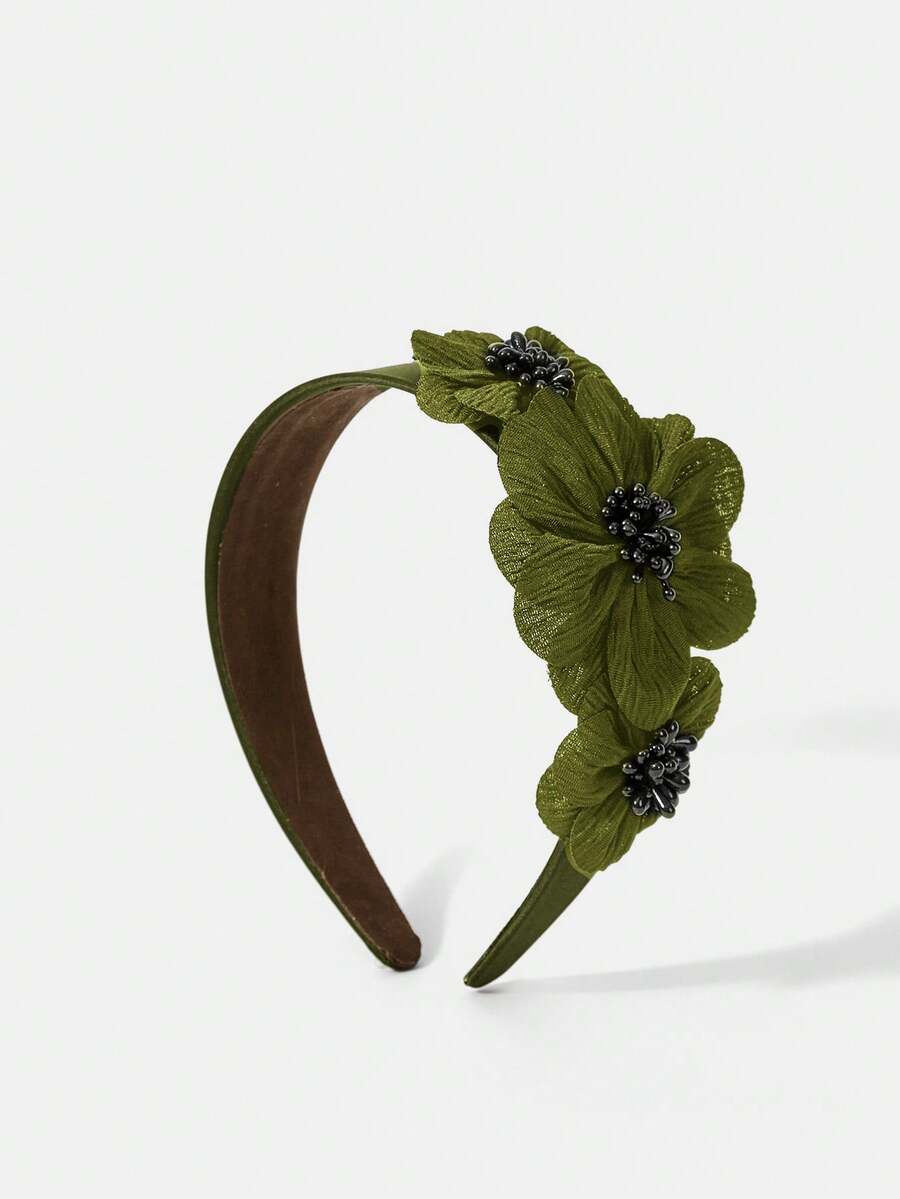 MOTF PREMIUM GREEN FLOWER HEADBAND - Green - View 2