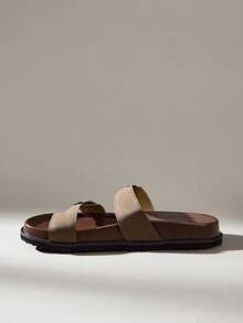 Solecia Women's Shoes Double Buckle Retro Metal Buckle Casual Retro Style Cool Slippers Daily Casual Wear - Coffee Brown - View 10