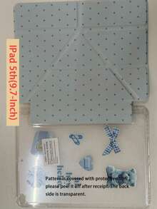 1Pc Blue Polka Dot Tablet Case, Y‑Fold Multi‑Angle Stand, Auto Sleep Wake, Compatible With 5th / Air 5th A16 - Multicolor - View 10
