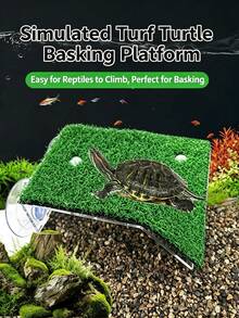 1 Turtle Sun Floating Island With Artificial Grass Platform-Turtle Tank/Fish Tank Decoration Reptile Accessories Mini Swimming Ring, Suitable For Brazilian Squirrel Turtle/Water Turtle/Tortoise To Rest, Sun, Climbing Reptile Habitat Decoration - Multicolor - View 2