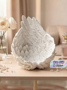 1PC Standard Size Durable Non Slip Scratch Resistant Sturdy Resin White Angel Wings Feather Wings Crystal Ball Display Base Jewelry Ring Necklace Earring Storage Organizer Stand For Home Office Bedroom Vanity Tabletop Decor Gift Housewarming Wedding - multicolor - View 1